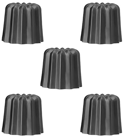 5 Pack Nonstick Caneles Baking Molds, One-Piece Aluminum Pastry Tins, Seamless Madeleines Bakeware
