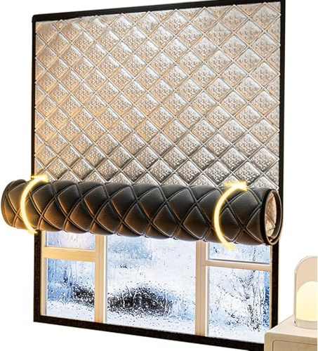 Générique Kit D'isolation Thermique pour Fenêtres d'hiver,Film Isolant+Rideau Thermique,Isolation Thermique Et Phonique,pour Fenêtres Et De Balcon,Installation Facile sans Perçage,Gris,W80XH115cm
