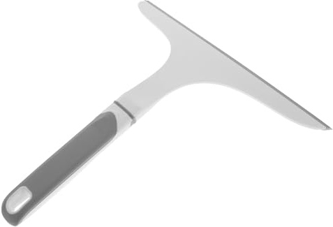 FOMIYES Glass Shower Squeegee Curved Handle, Flexible Soft Rubber Blade, Gray-White, Bathroom Cleaning Wiper Tool for Shower Doors, Mirrors, and Smooth Surfaces