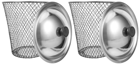 YARNOW Lot de 2 Poubelles de Jardin en Métal avec Couvercle, Bac à Compost Extérieur Aéré pour Terrasse et Composteur, Système Enterré pour Décomposition Rapide des Déchets