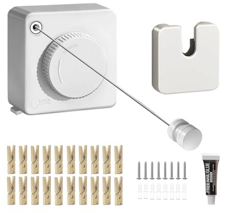 Hyesrtey Tendedero Extensible de 5,1 m, de Acero Inoxidable, para balcón, baño, Hotel y lavandería (Blanco) | Resistencia pesada, no se hunde, para balcón, baño, hotel y lavadero
