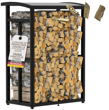 LAWA Living and Lifestyle Kaminholzregal Metall klein 91×56×117cm | verzinkte Stapelhilfe für Brennholz, platzsparend, Stellfüße, Design, Terrasse, Garten, Balkon