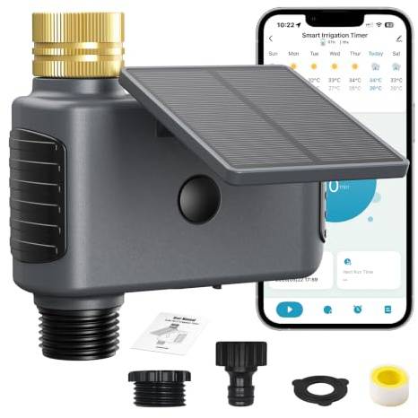 WiFi Water Timer, Solar Garden Hose Timer with 2000mAh Battery