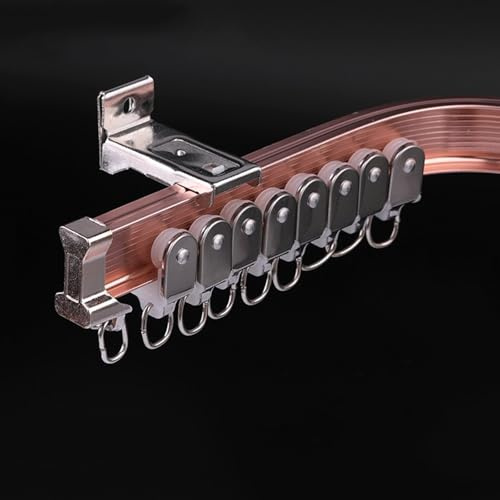 Gardinspårsystem, flexibel gardinstång i aluminiumlegering – böjbar och tyst väggmonterad design för vardagsrum, sovrum, badrum – elegant roséguld 2,9 m (9,5 fot)