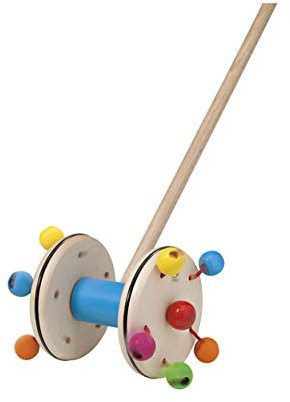 Selecta 62028 Roller, Schiebefigur, Schiebe-und Nachziehspielzeug aus Holz, 10 cm