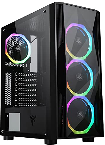 Itek SHAKE EVO - Case PC Gaming Middle Tower ATX, Ventole 4x12cm ARGB, 2 porte USB 2.0, 1 porta USB 3.2, pannello laterale in vetro temperato, Nero