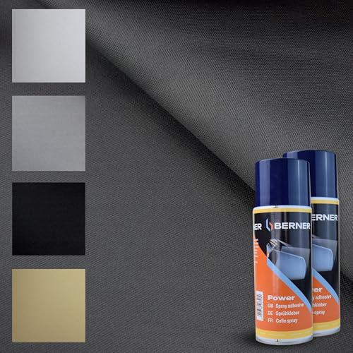 TENDAGGIMANIA Ciel de Toit Voiture Nid d'abeille Kit Tissu + Colle Spray, Ciel Toit Auto Couleur Plomb 1420 -Taille 2,5 MT X 1,5 MT + 2 Colle