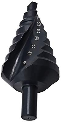 Mengshen HSS Stufenbohrer Set 10-45mm Spiralflöte, Dreikantschaft Schnellarbeitsstahl Große Bit Nitrid Pagode Stufenbohrer für Kohlenstoffstahl, Eisenblech, Dämmplatten, PVC Platten, Bretter, Schwarz