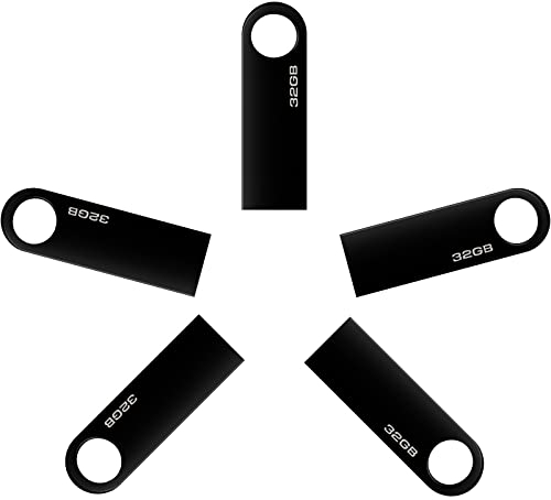 Memorias USB 32GB [5 Piezas] Metal Pendrive 32 GB USB Unidad Flash Impermeable Memoria Stick 32GB con Llavero para Computadoras, Tabletas Almacenamiento de Datos