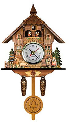 Verve Jelly Cuckoo Clock - Traditional Black Forest Chalet Handcrafted Quartz Wall Decor - Vintage Pendulum for Bedroom, Living Room, School, Office