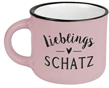 Espressotasse vintage| Mini Keramik Becher zum verschenken | 95 ml | Lieblingsschatz, Rosa
