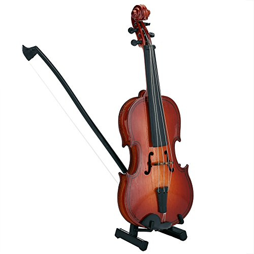 ohcoolstule Miniatur Violine 14cm Mini Violine Modell mit Bogenstütze und schwarzem Gehäuse Display Musical Ornament Craft Home Office Decor Geburtstagsgeschenk