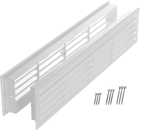 450x92mm Türlüftungsgitter - Weiß Lüftungsgitter Tür - Doppelseitig Türgitter mit Schrauben - Kunststoff Belüftungsgitter - Lüftung Gitter Abluftgitter