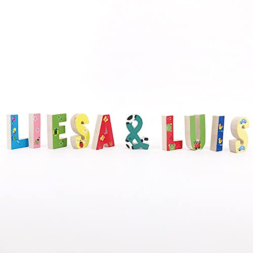 Buchstaben aus Holz für Kinder, Türschild (Buchstaben, bunte Mischung, zufällig)