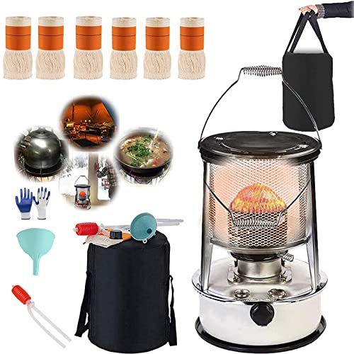 GGBOY Tragbare Petroleumofen für Innenräume, Große Petroleumofen Heizung, Mit Umfallschutz und Docht, für Zuhause Camping Barbecue Werkstattheizung Gewächshaus 6L (Color : White)