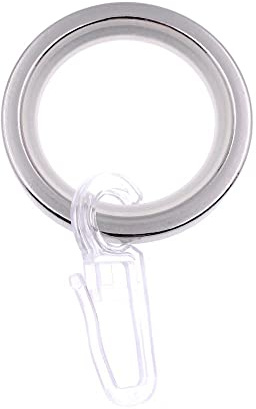 DécoProfi 10x Gardinenringe Vorhangringe mit Haken Edelstahloptik (Nickel gebürstet) Ø 30mm I Ringe für Gardinenstangen Ø 20mm I Geeignet für Vorhang-Gardinenstange
