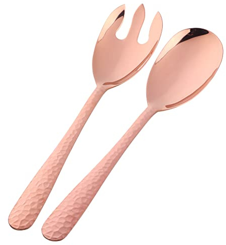 BISDARUN RoseGold Set de 2 couverts à salade en acier inoxydable avec cuillère à salade et fourchette à salade