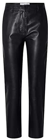 SELECTED FEMME Slfmarie MW Leather W Noos Pantalon en Cuir, Noir, 36