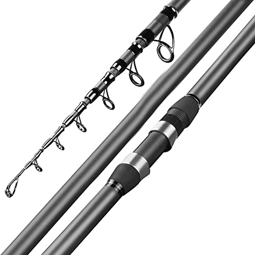 Angelrute Spinnruten Kohlefaser Teleskoprute für Salzwasser Süßwasser Fishing Rod Meeresrute Angelrute Teleskop Salzwasser,Black,3.0m