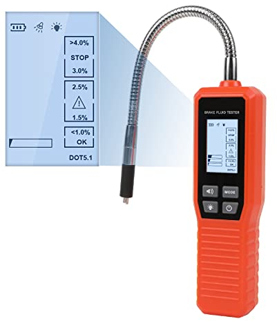 KAISAL Verbessert Bremsflüssigkeitstester geeignet für Bremsflüssigkeiten DOT3 DOT4 DOT5.1 Bremsflüssigkeitsprüfer mit Akustischer und Optischer Alarm Brake Fluid Tester