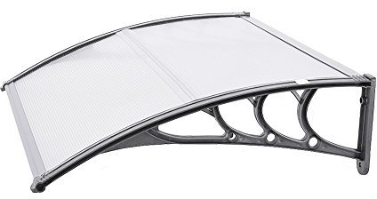 Panana Door Canopy Awning Shelter Roof Front Back Porch Outdoor Shade Patio Rain Cover Rain Shelter for Back Door, Porch, Window，82x120 Grey Color (GSAW06)