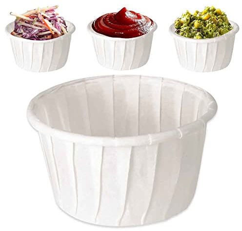 Paper Sauce Pots Portion Pot Ramekin Soufflé Dips Containers Disposable Round Deli 2oz / 4oz (Pack of 250) (4oz)