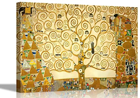 Gustav Klimt, abstrakte Leinwanddrucke, Wandkunst, Bilder, zum Aufhängen, Kunstwerk, 101 x 76 cm, Motiv: Der Baum des Lebens