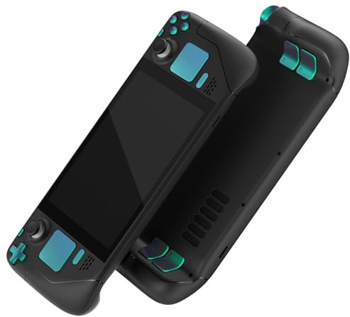 eXtremeRate Chameleon Green Purple Replacement Full Set Buttons for Steam Deck, Custom ABXY D-pad Trackpad Bumpers Triggers Buttons for Steam Deck LCD Handheld Console - Console Without