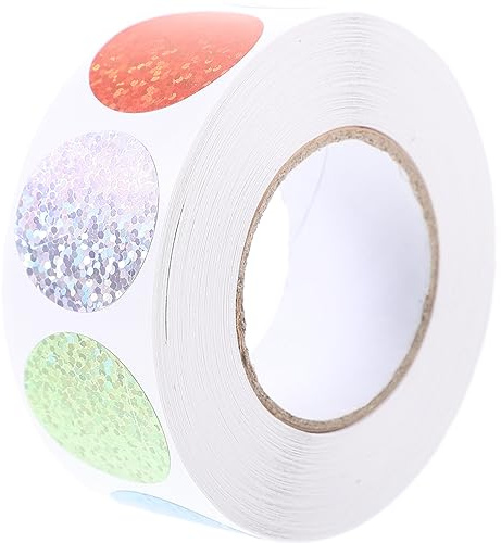 MAGICLULU Glitzer Aufkleber Rolle - Selbstklebende Paillettenaufkleber 2.5 Cm Für Geschenke Basteln Partys Und Dekoration - 500 Stück in 2 Rollen