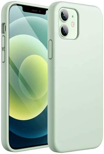 JETech Silicone Case for iPhone 12 Mini 5.4-Inch, Silky-Soft Touch Full-Body Protective Phone Case, Shockproof Cover with Microfiber Lining (Light Green)