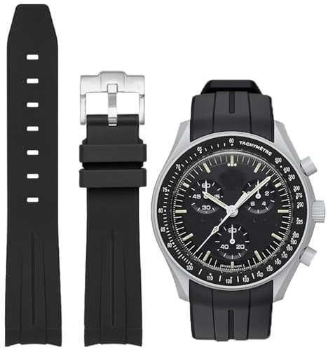 Niziruoup Kautschuk Armband für Uhr Omega x Swatch MoonSwatch Uhr 20mm Gebogenes Weiches Gummi Ersatzband Original Kautschuk Armband Sport Uhrenarmband Damen Herren