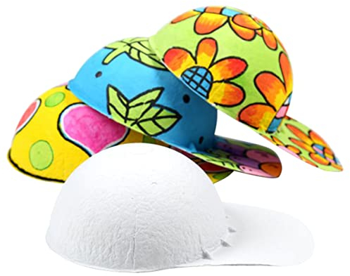 EXCEART Kinder Papierhut 4pcs Baseballmütze Papierzellstoff Kreative Zeichenmütze Weißer Embryo Sonnenhut Pädagogisches Spielzeug