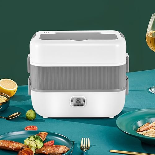 Fiambrera Electrica 220V/110V 2 En 1 Calentador De Comida Lonchera Eléctrica Portátil Para Casa Escritório Viagem Portatil 250W Extraíble Tartera Acero Inoxidable Termo Comida
