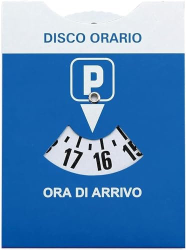 PAIF Disco Orario Auto Europeo Unificato - 15x12 CM Parchimetro Disco Orario Italiano x Auto e Moto - Accessori Auto Interno - Disco orario Auto con Busta Protettiva in PVC