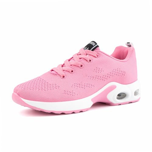 Hitmars Basket Femme Running Chaussures Sport Sneakers Femme Legere Marche Basquette Fitness Jogging Course Coussin d'air 2 Rose 38