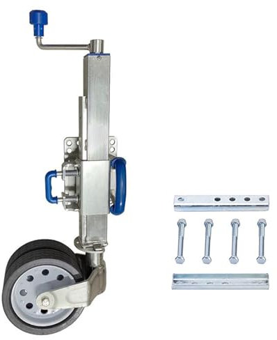 QICBYING Ruotino D'appoggio Rimorchio - Ruota Guida per Rimorchio Doppia Ruota da 20cm per Carichi Pesanti A 360°/Ruota Universale Regolabile per Sollevamento E Sollevamento/capacità di Carico 760kg