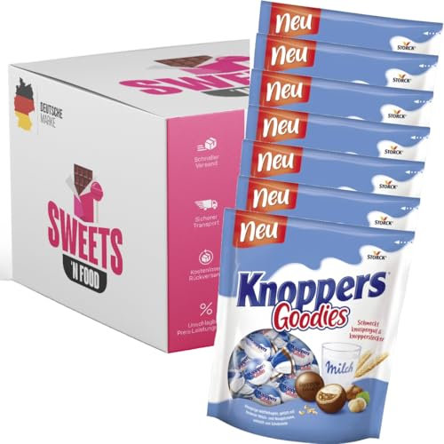 Knoppers Goodies Schokokugeln | Knusprige Waffel-Schoko-Haselnuss Kugeln | Knoppers Kugeln | Perfekter Snack für Zwischendurch (7x 180g)