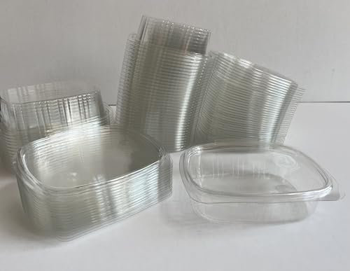 DPdantepellacani 50 Vaschette Contenitori PET (classe 1) per alimenti con Coperchio Ermetico Monouso per cibo fresco, Ristorazione e Congelamento freezer (250 ml)