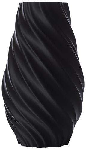 3D Vase Dekovase Edina XL 38cm Bodenvase Deko Vase Pampasgras Trockenblumen (Schwarz)