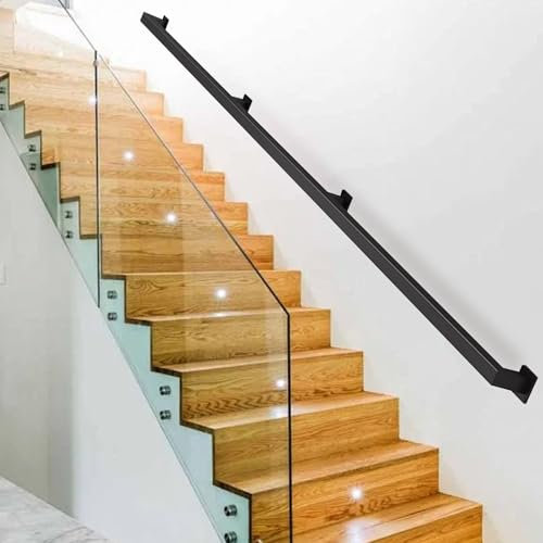 Industrieller Eisenrohr-Wandhandlauf für Treppen, rutschfester Haltegriff für Innen- und Außenbereich, Treppengeländer, 90 cm bis 3 m, Wandhalterung, 570 cm