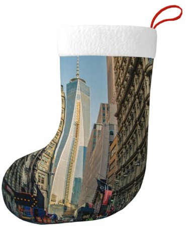 Hgbbdyyjj Streets Of New York City Weihnachtsstrümpfe für Herren und Damen, Weihnachtsstrümpfe, weiches Polyester, dekorative Socken, Schwarz , Einheitsgröße