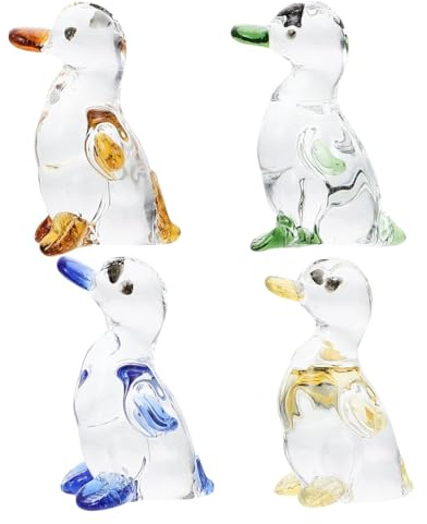 Garneck 4pcs Adorable Crystal Duck Figurines Charming Desktop Decor for Home Office Animal Sculptures Colors
