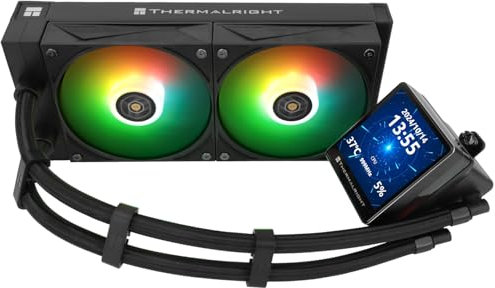 Thermalright Grand Vision 240 ARGB Black CPU AIO Cooler,PC 240 Specification Water Cooler System,IPS LCD Screen with 480x480 Resolution,for AM4/AM5;LGA1700/1851,High Performance Pump
