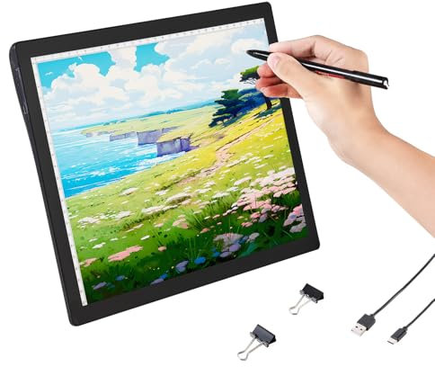 VEVOR Leuchttafel A4 LED Leuchtpad Leuchtkasten mit 5-stufig dimmbarer Helligkeit, wiederaufladbare Leuchtplatte zum Nachzeichnen, Leuchtbox für Diamantmalerei Animation Skizzieren Zeichnen (schwarz)