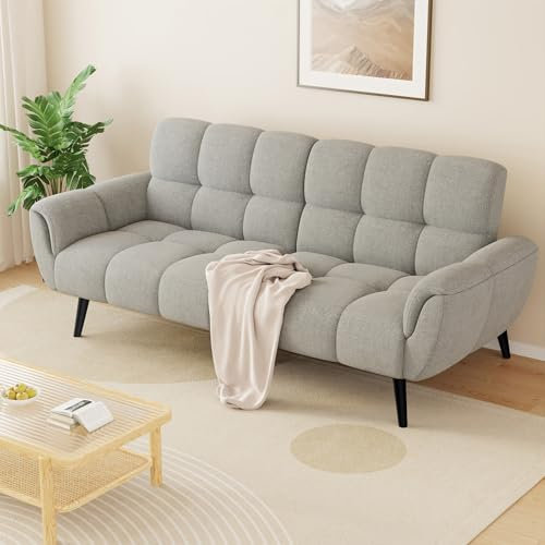 jiexi Sofa Mit Schlaffunktion, Klappsofa Sofa 3 Sitzer, Schlafsofa 195x85cm, Bequemes Geeignet Für Wohnzimmer, Zimmer, Büro, Schlafzimmer(Hellgrau)