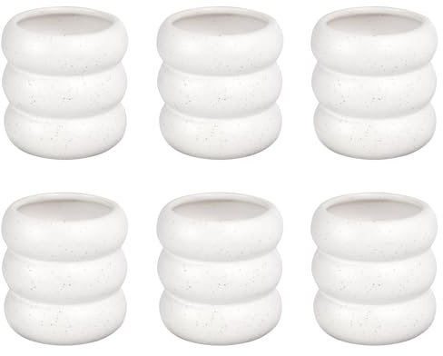 BUTLERS Becher 6er-Set 0,35l Steinzeug -HOOP- Zahnputzbecher für Badezimmer & Büro | Vielseitige Behälter mit gesprenkelter Glasur | Badaccessoires