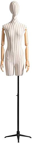 SHANYAYALI Maniquí femenino para cuerpo de torso de vestir, a la moda, altura ajustable, soporte de trípode para chupete, brazo desmontable de madera maciza para exhibición de joyas de vestido (negro)