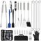 NXPZ 27Pcs Set de Barbacoa de Acero Inoxidable, Juego de Utensilios de Parrilla Profesionales, Accesorios para Barbacoa, con Bolsa de Almacenamiento, para Camping, Picnic, Jardín, Senderismo