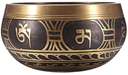 GYBBHia Meditationsschale, tibetisch, Nepal, buddhistisch, singende Klangschale, buddhistische Klangschale + Mallet-Kissen aus Kupfer, handgefertigt