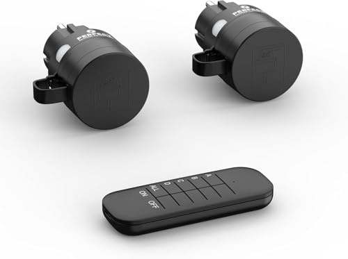 Perfect Funksteckdosen mit Fernbedienung Aussen, 2 x Steckdose mit Funkfernbedienung, 2300 Watt, 230V Outdoor Set, 30m Reichweite, IP44, Stromsparen, Schwarz